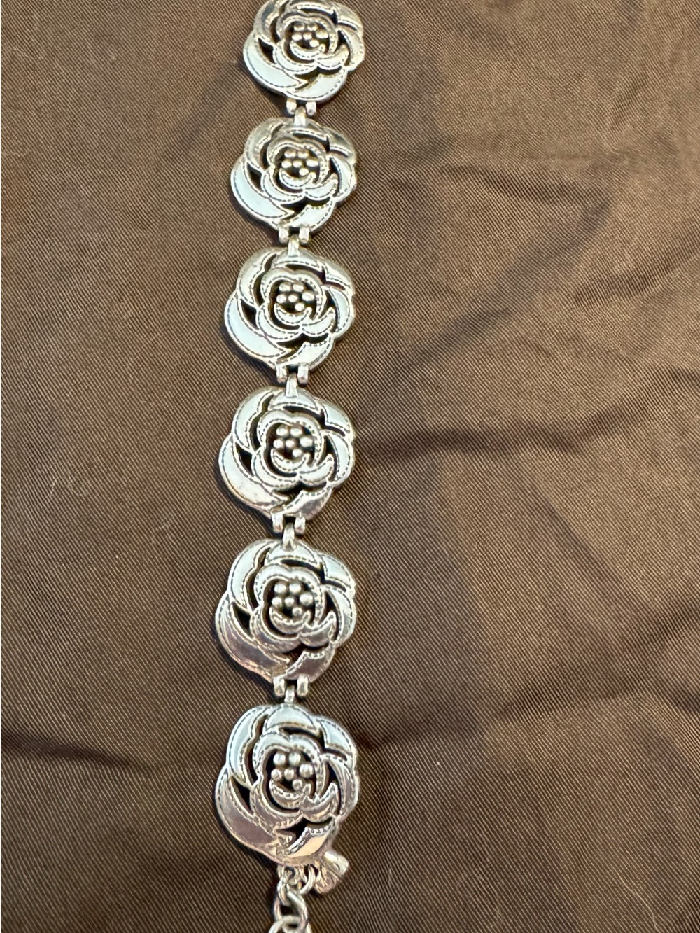 Brighton Silver Rose Link Bracelet - Silver Floral Motif